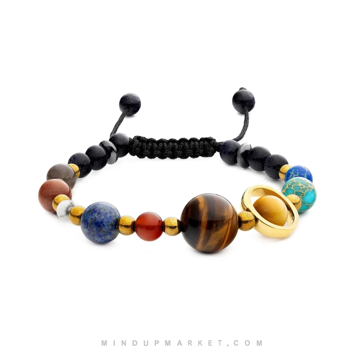 Bracelet Système Solaire Cosmique, Bracelet Huit Planètes, Bracelet Perlé Extensible Fait Main, Bijo