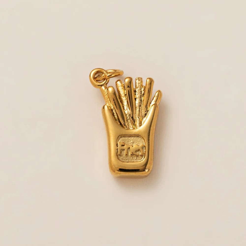 FUN Food – pendentif à breloque couleur or, Dessert Pizza frites pain pour femmes, en acier inoxydab