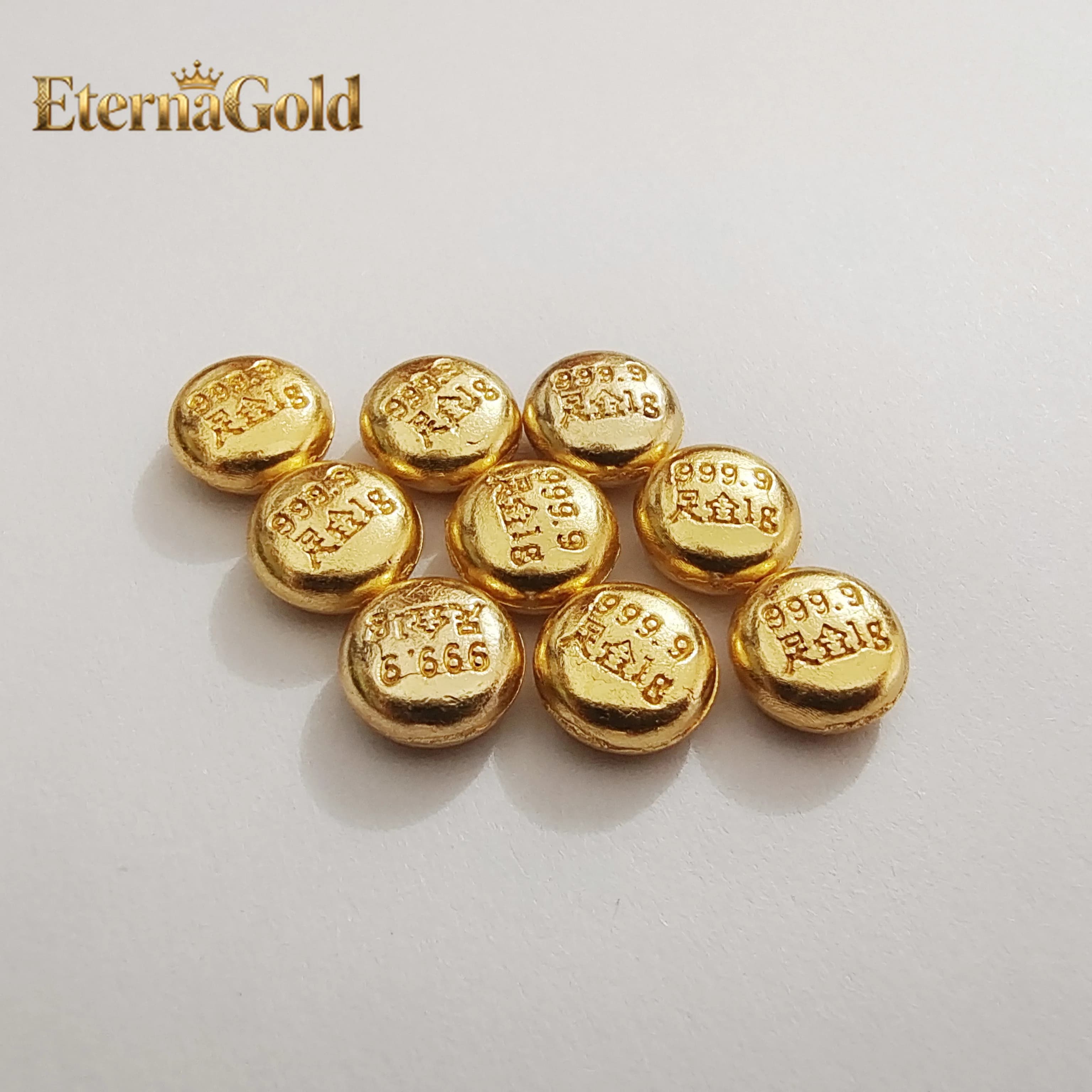 EternaGold Mylux Jewelry 100% billes d'or pur 24 carats, billes d'or fin, perles d'or véritable 999,