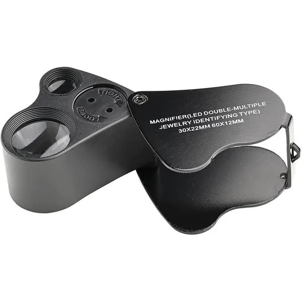 Loupe de bijoutier éclairée 30X 60X, Loupe de bijoux pliable avec lumière LED brillante pour pierres