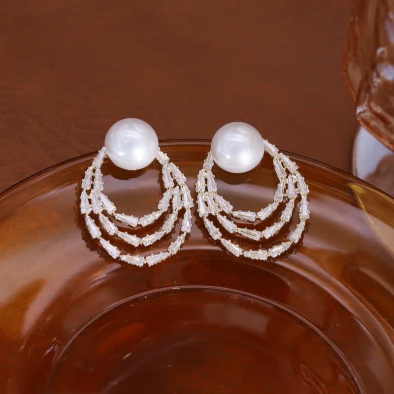 Boucles d'oreilles en zircon plaqué or 14K, nouveaux bijoux à la mode coréenne, luxe, multicouche, g