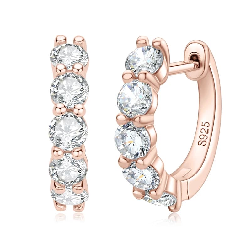 IOGOU – boucles d'oreilles Huggie couleur Moissanite pour femmes et filles, bijoux fins, 3.5 argent 