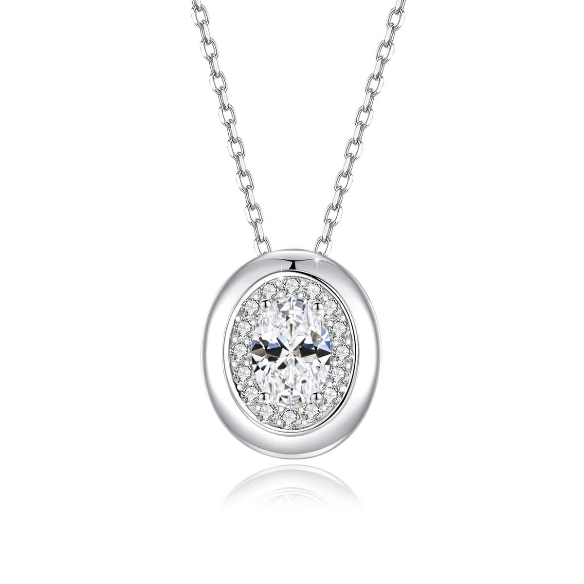 Collier ovale D VVS1 Halo Moissanite, pendentif en argent 925 plaqué or 18 carats pour femmes, bijou