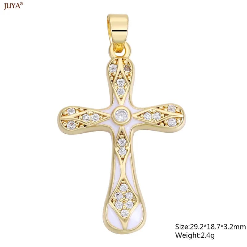 JUYA-Pendentif en Pierre Naturelle de Luxe avec Croix de Jésus, Bijou Fait à la Main avec Breloque, 