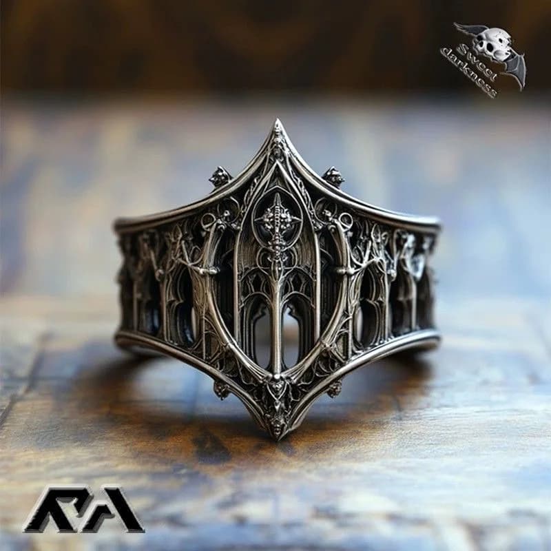 Bagues de château de couronne en Relief ajouré, couleur argent antique, personnalité rétro, pour fem