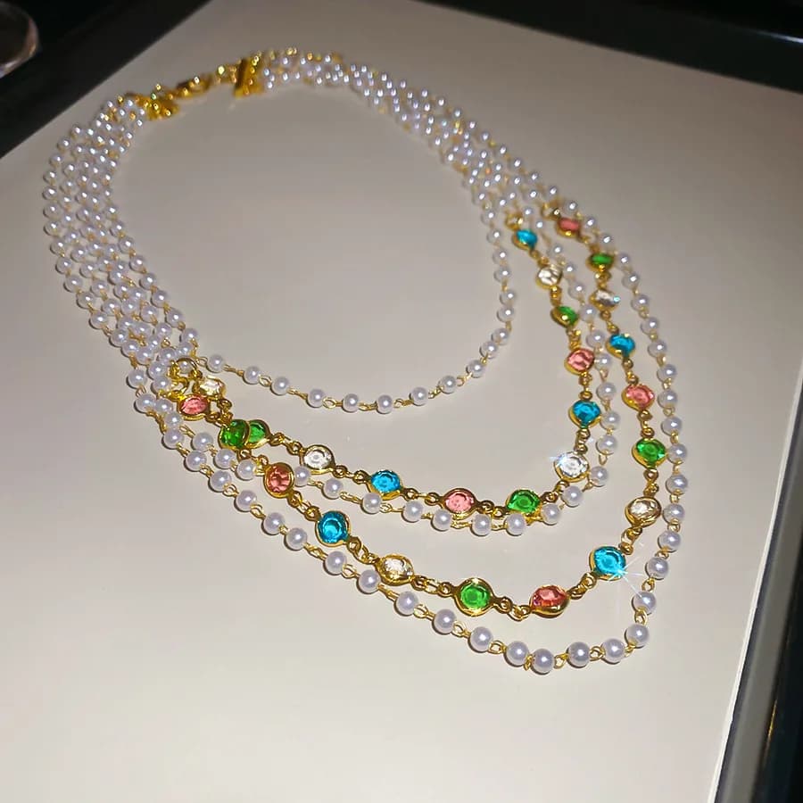 Nouveau collier de perles coloré Dopamine, collier de perles multicolores, chaîne de clavicule en cr