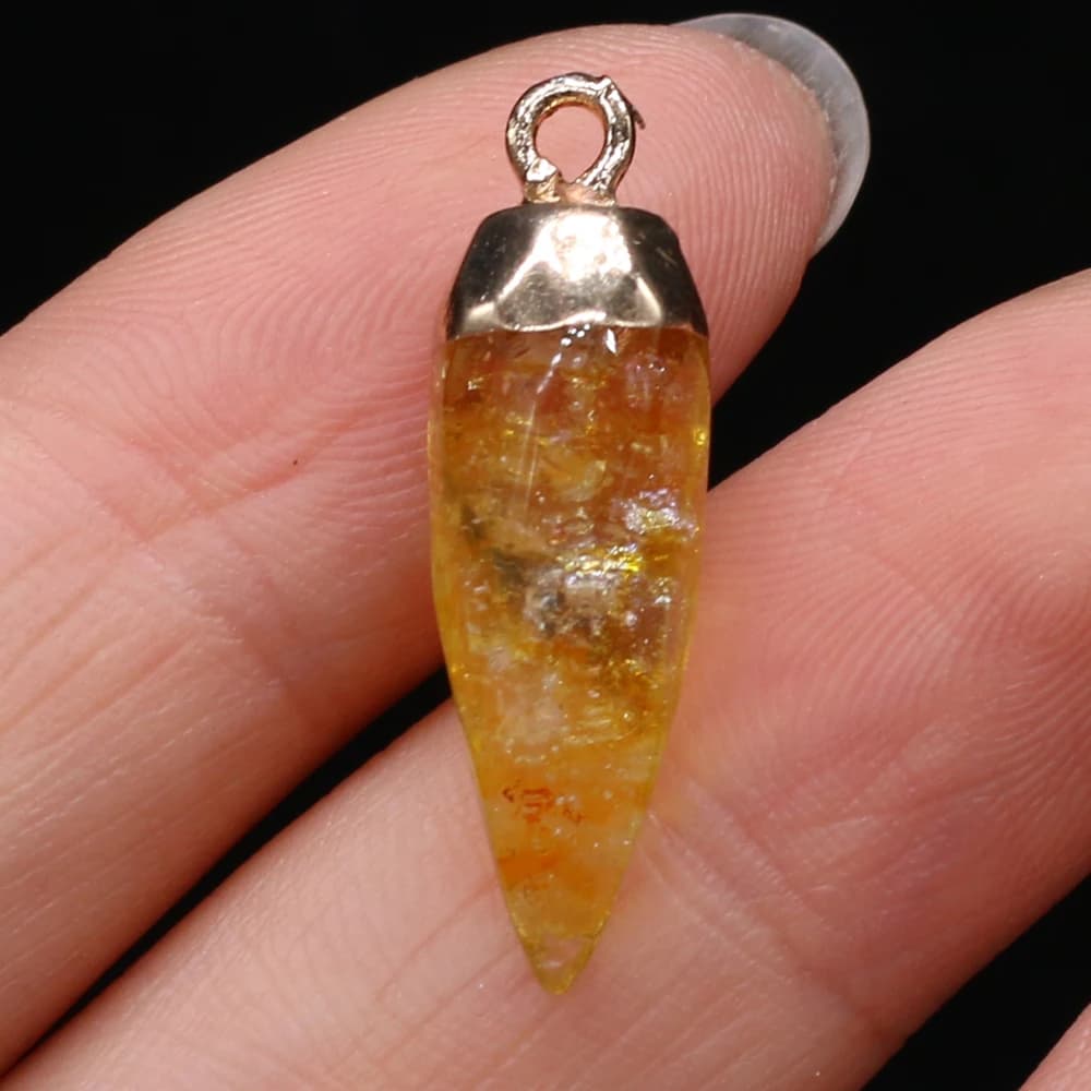 Pendentif en pierre naturelle Semi-précieuse Citrine, losange plaqué or, fabrication de collier à br