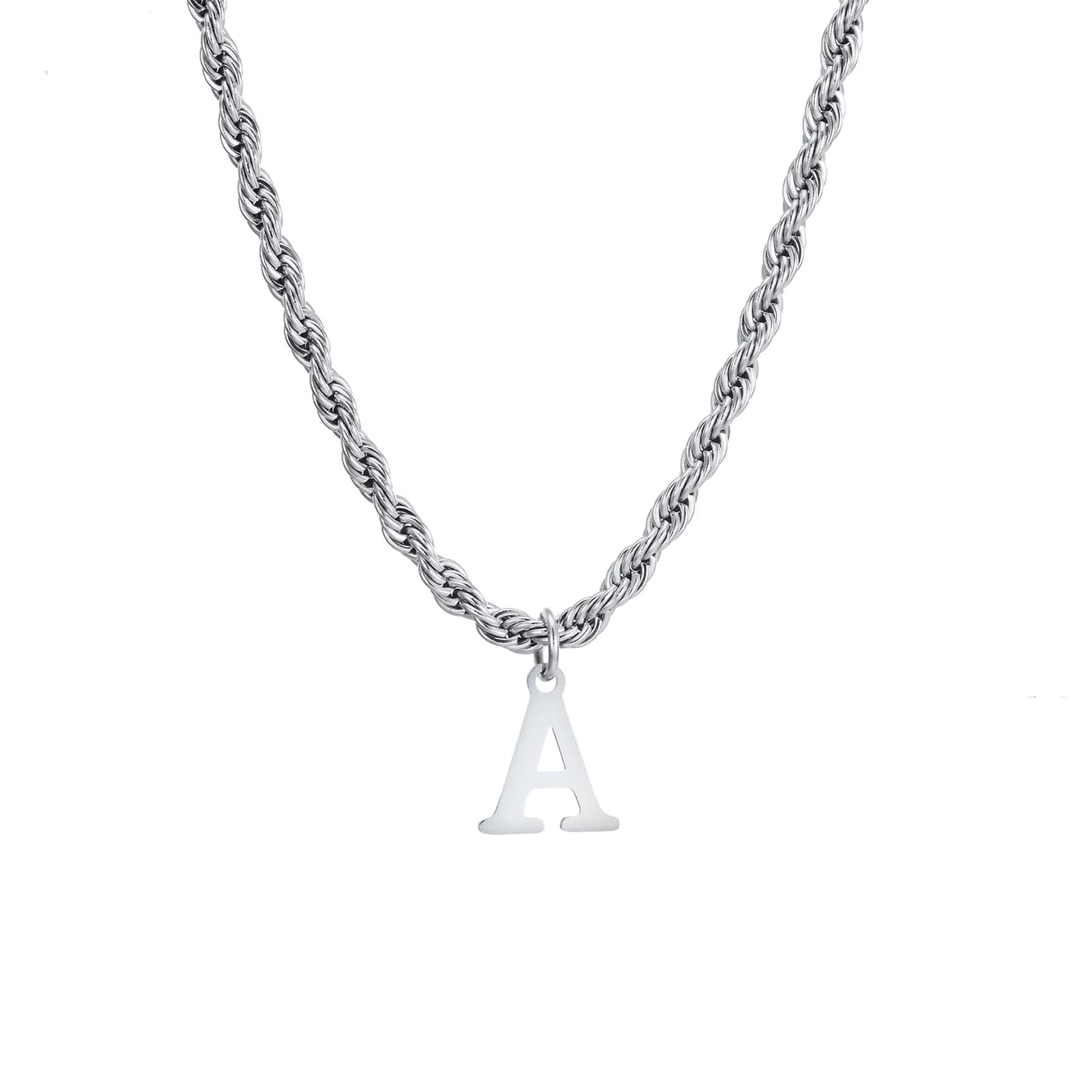 Mprainbow Initial colliers de la présidence pour les hommes, acier inoxydable A-Z lettres alphabet p