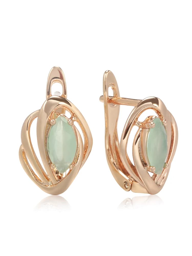 Boucles d'oreilles géométriques creuses pour femmes, œil de marquis, brouillard vert, bijoux à la mo