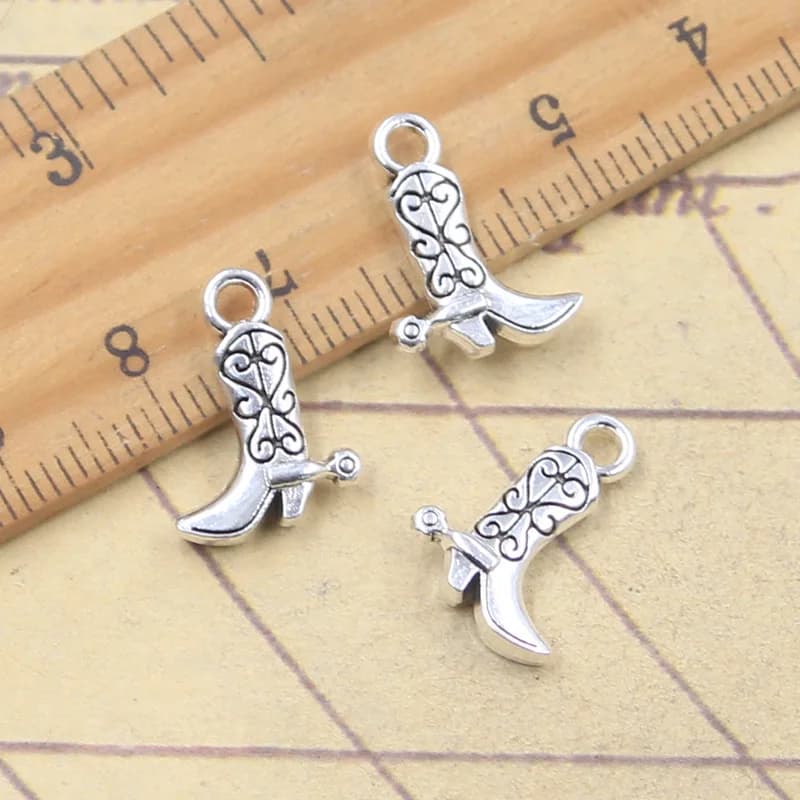20 pièces breloques bottes chaussures 16x12mm Antique couleur argent pendentifs faisant bricolage à 