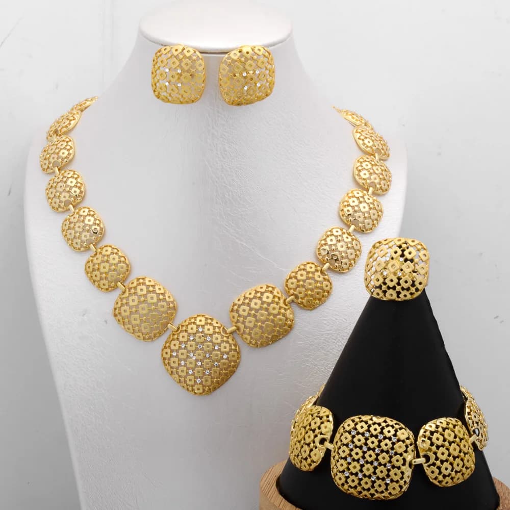 Ensemble de bijoux de costume ensoleillé pour femmes, boucles d'oreilles simples classiques, collier