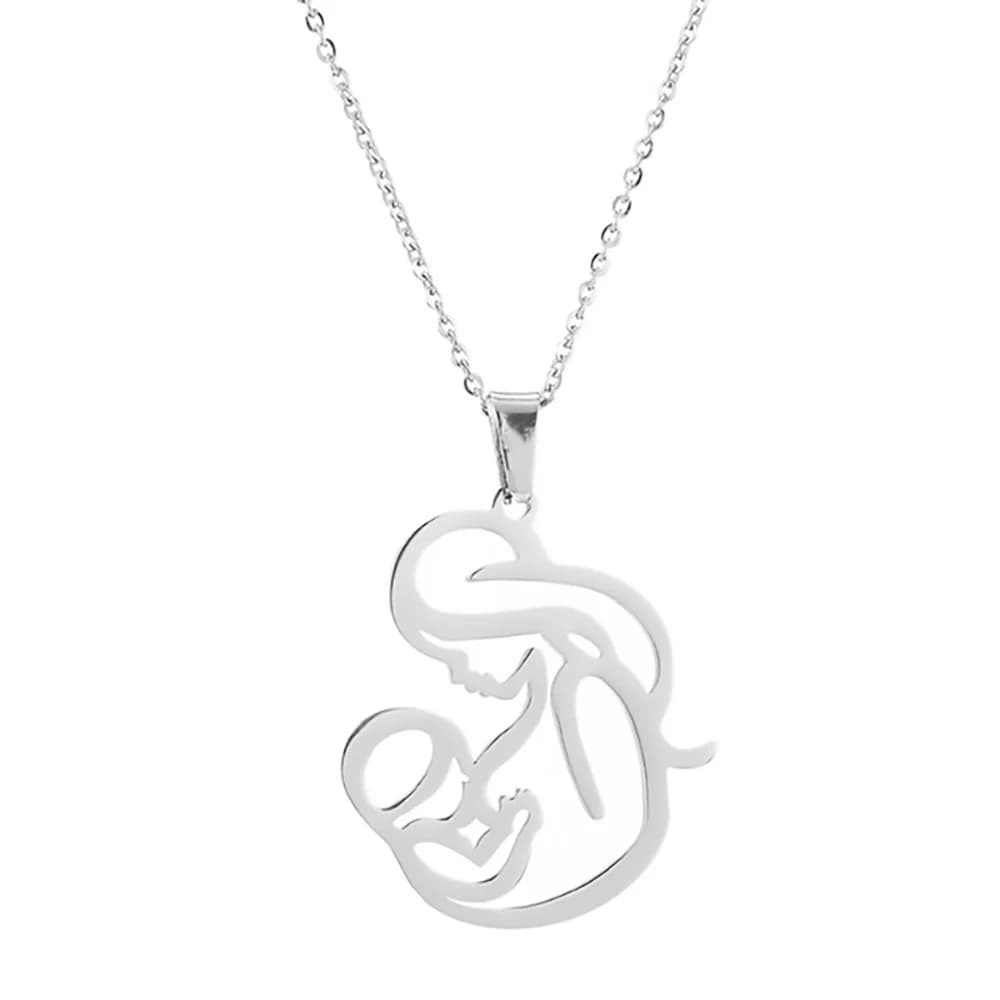 Collier pendentif mère-fille, collier pour la fête des mères, bijoux en acier inoxydable pour femmes