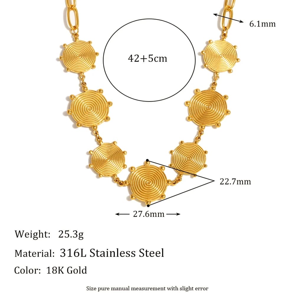 E.B.belle – collier avec pendentif Votex rond exagéré, Style Punk, en acier inoxydable plaqué PVD, c