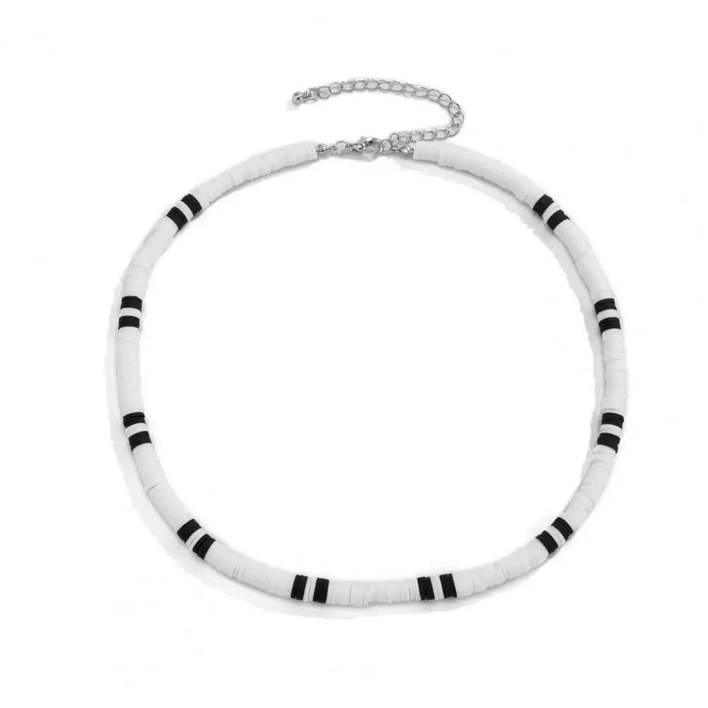 Collier pour hommes noir blanc bicolore rétro perlé décontracté bohême clavicule collier bijoux de m