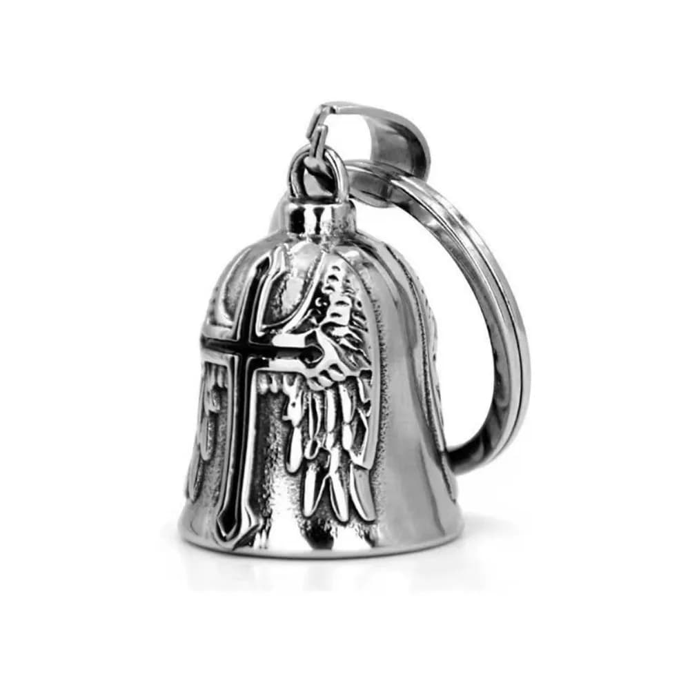 Collier de cloche de gardien de moto, Design 3D, Style Punk rétro, pendentif croix, porte-clés, conc