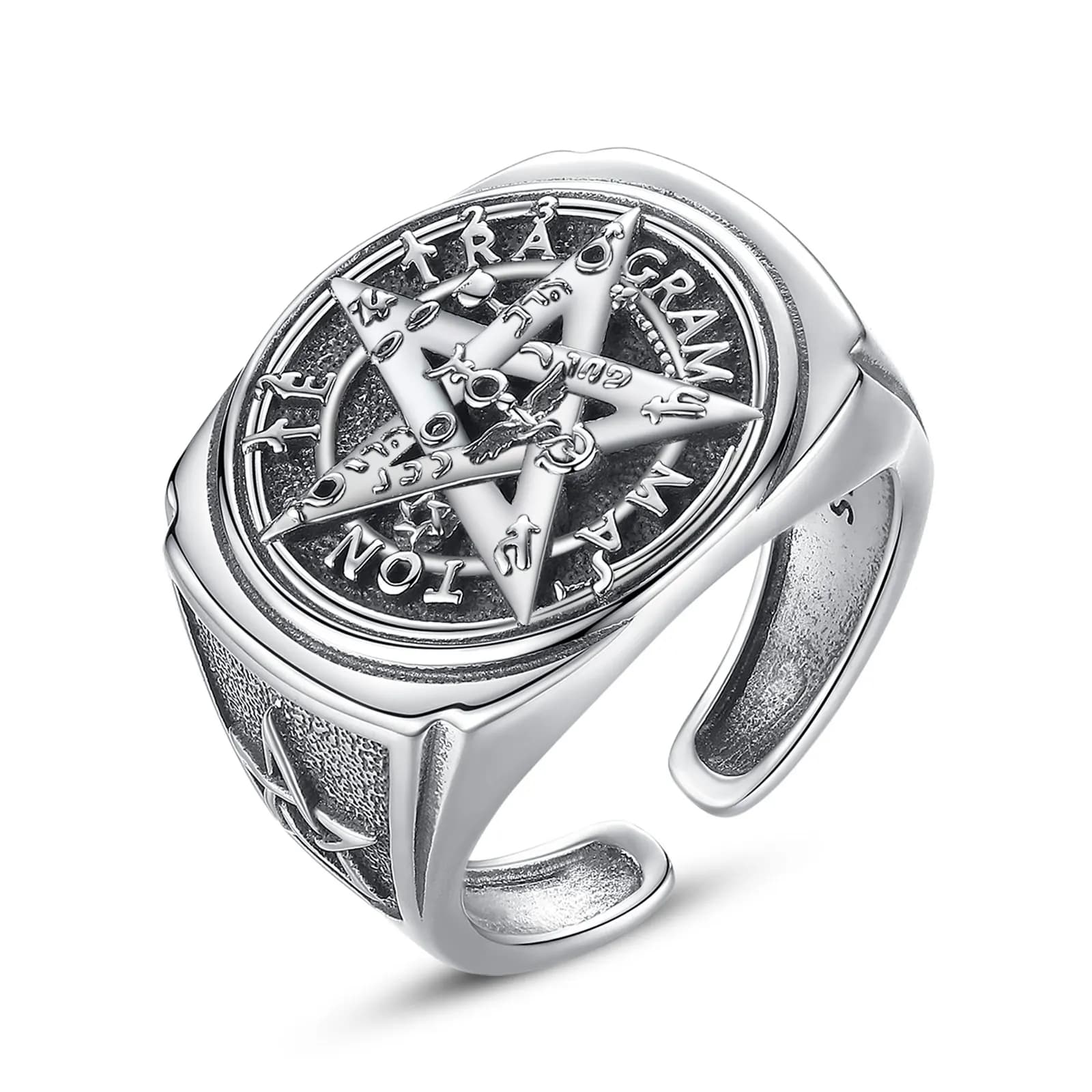 Eudora-Bague Ajustable Pentagramme en Argent Sterling 925, Amulette, Étoile Panoramique, TétragramDo