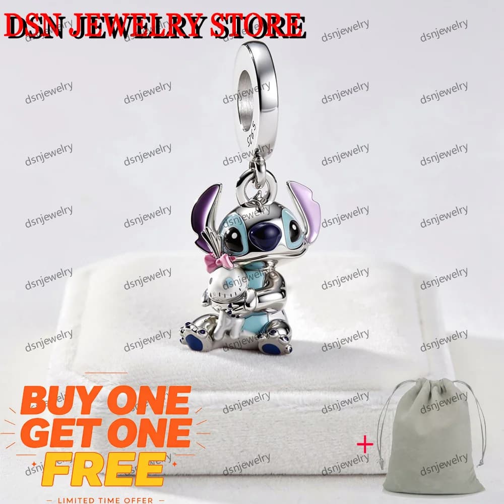 Pendentif DSN en argent 925 émaillé, motif dessin animé Alien câlinant des poupées, pour bracelet, c