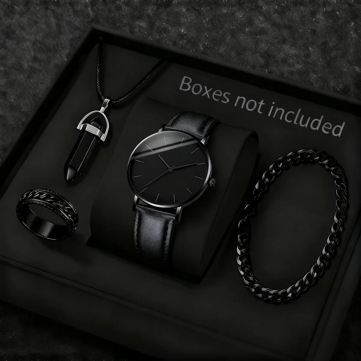 Ensemble de 4 montres pour hommes, style business, cadran simple, montre-bracelet à quartz pour homm
