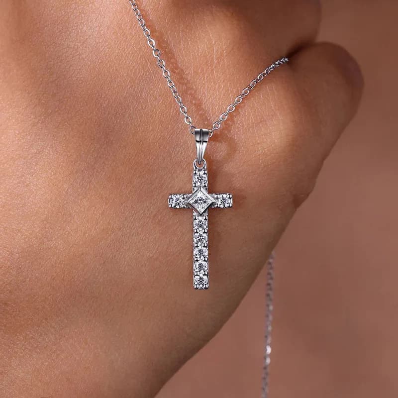 Collier pendentif croix en argent sterling 925 avec zircon cubique, collier tendance de luxe pour fe