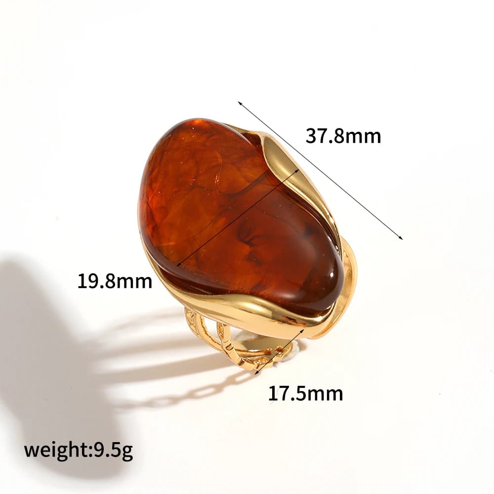 TDJewelry – bagues en acier inoxydable, couleur résine, forme géométrique, plaqué or 18 carats, bijo