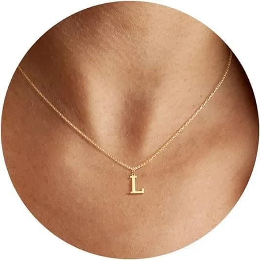 Collier initial A-Z plaqué or 18 carats, collier en acier inoxydable avec lettres mignonnes pour fem