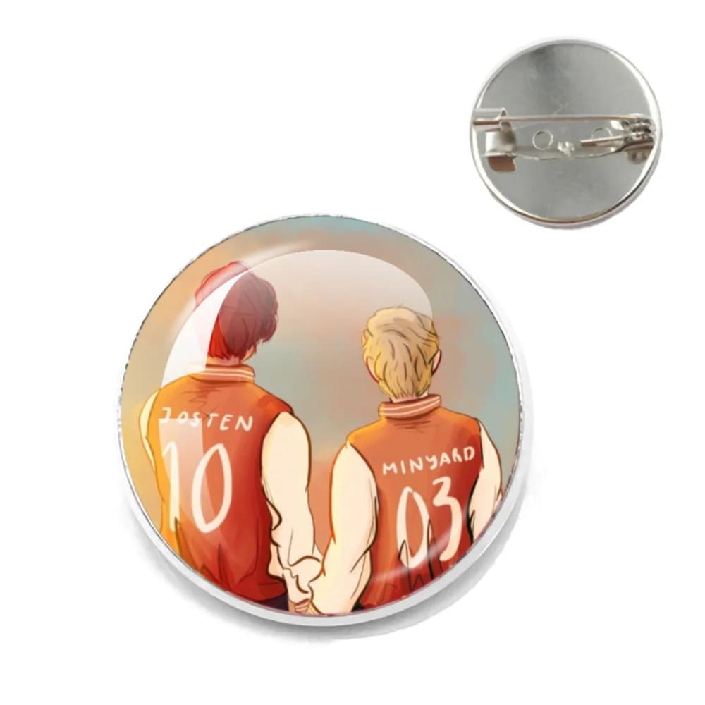 Badges d'épingles de cour The Foxhole, broche ronde en verre de dessin animé Neil Josten sur sac à d