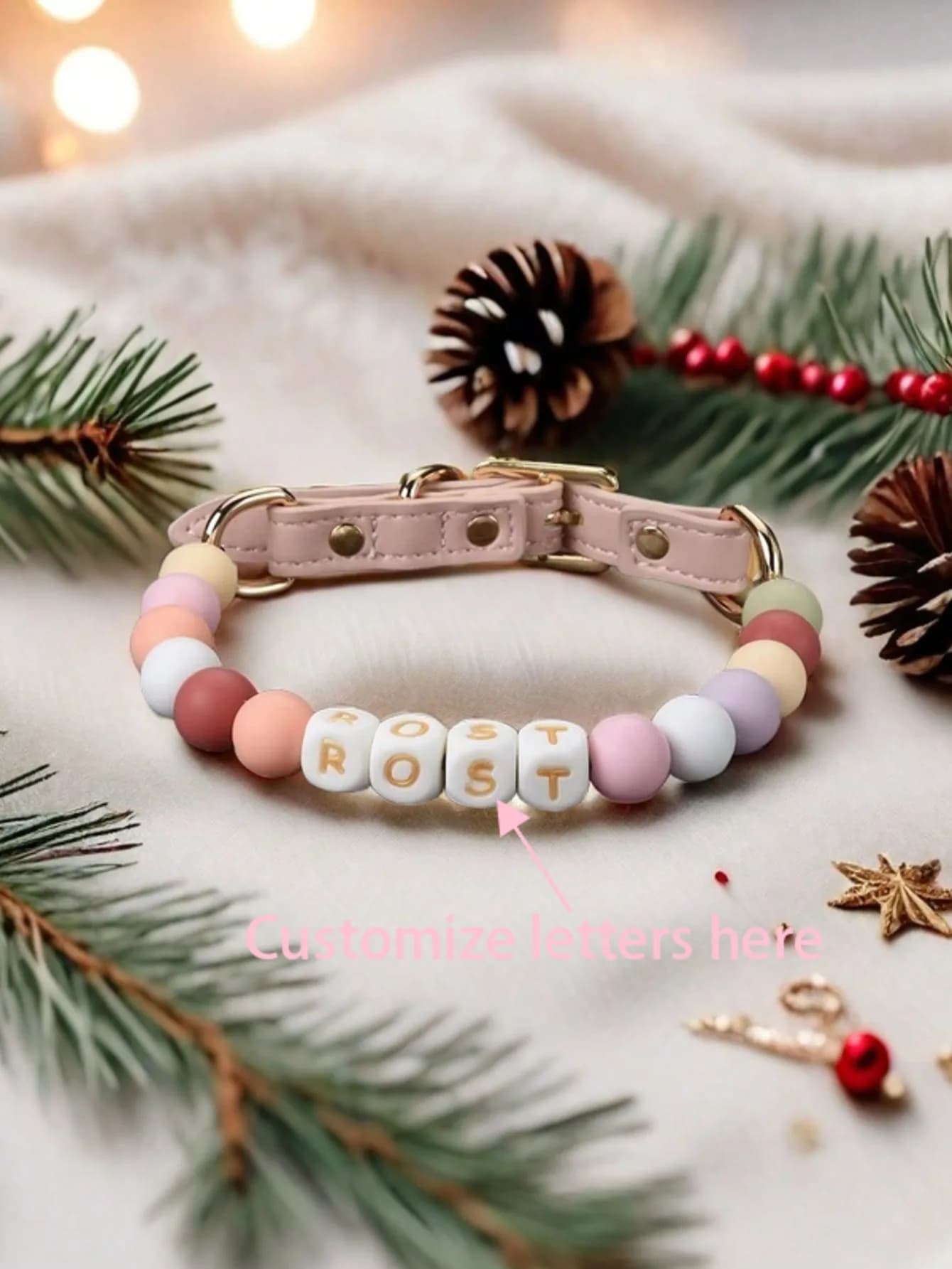 1 collier pour chien personnalisé avec perles et boucle, collier avec nom de chien personnalisé, col