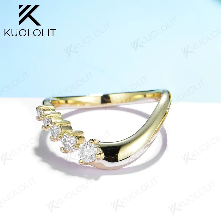 Kuololit 0.35CTW Lab Grown Diamond Band pour hommes femmes solide 14K 10K 585 argent jaune or mariag