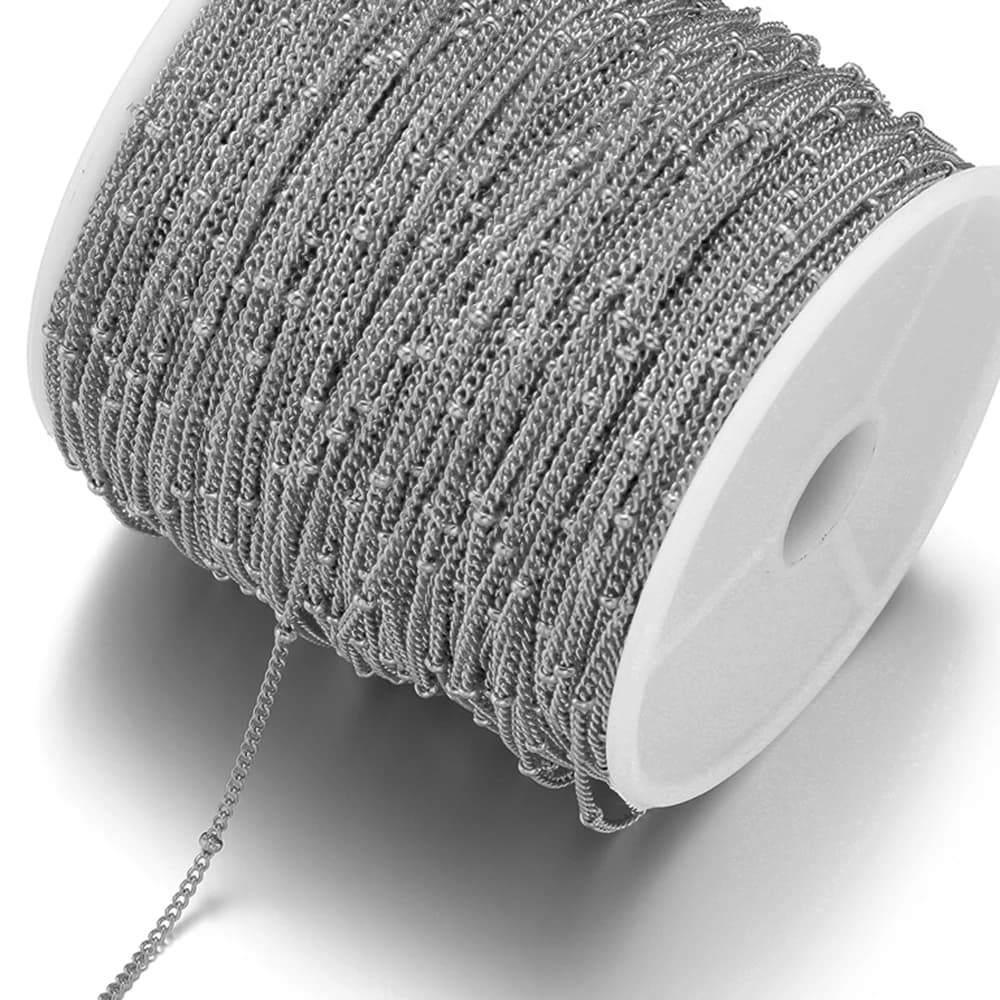 Chaînes de perles plaquées or en acier inoxydable de 2 mètres, pour bricolage, résultats de bijoux, 