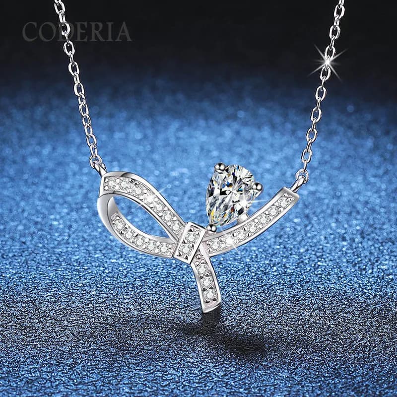 Collier Moissanite Goutte d'Eau 1 Carat en Argent Sterling 925, Pendentif de Luxe avec Nministériels