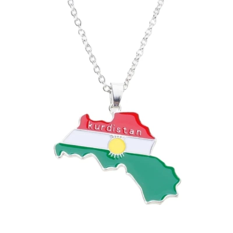 Collier à breloques carte du Kurdistan pour hommes et femmes, pendentif clavicule, bijoux ethniques,