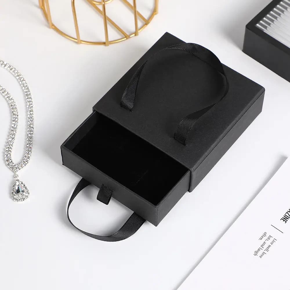 MELType-Boîte à bijoux en papier avec poignée, étui portable pour bague, boucles d'oreilles, collier