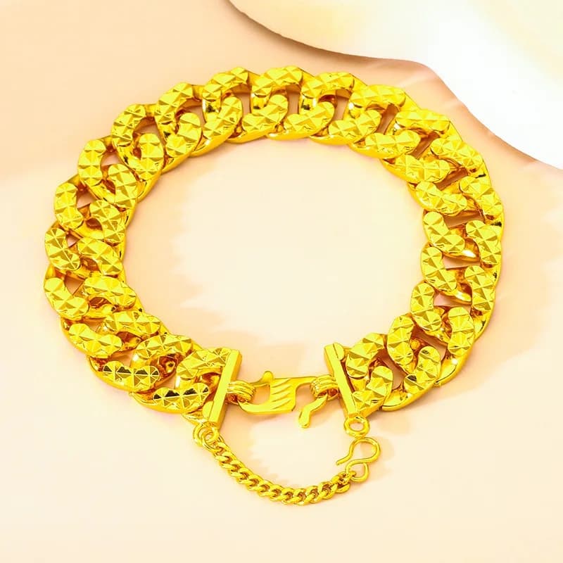 Bracelet en or véritable 24 carats pur 9999, bijoux classiques pour hommes et femmes, bracelet en or