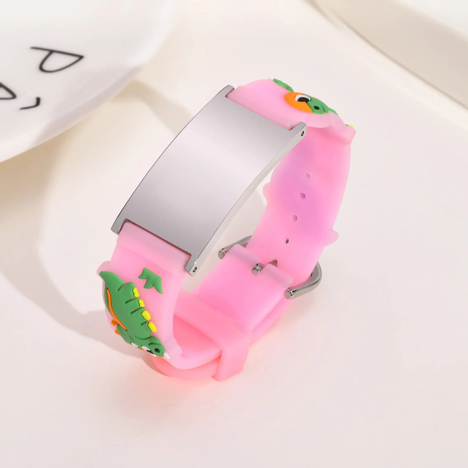 Bracelet personnalisé pour petit garçon et fille, bracelet en silicone réglable en acier inoxydable 