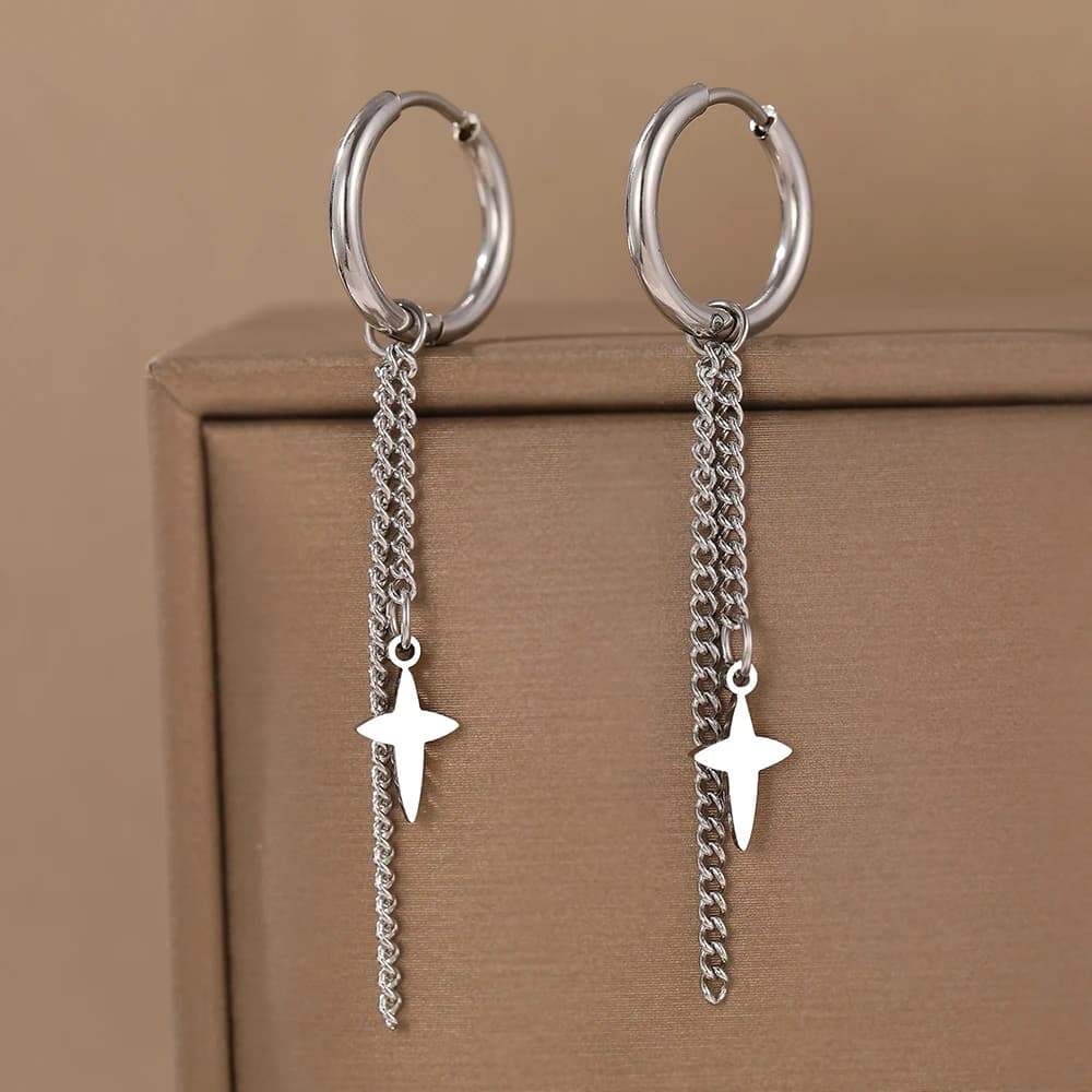 Aomogo boucles d'oreilles en acier inoxydable minimaliste géométrique Hexagonal Design 3D Style goth