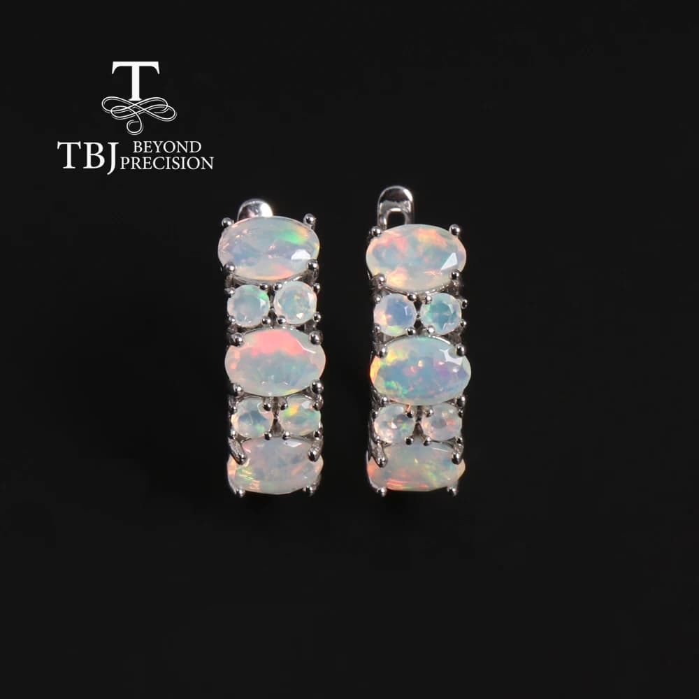 2026, Magnifiques boucles d'oreilles en opale naturelle au design élégant, bijoux fins en argent S92