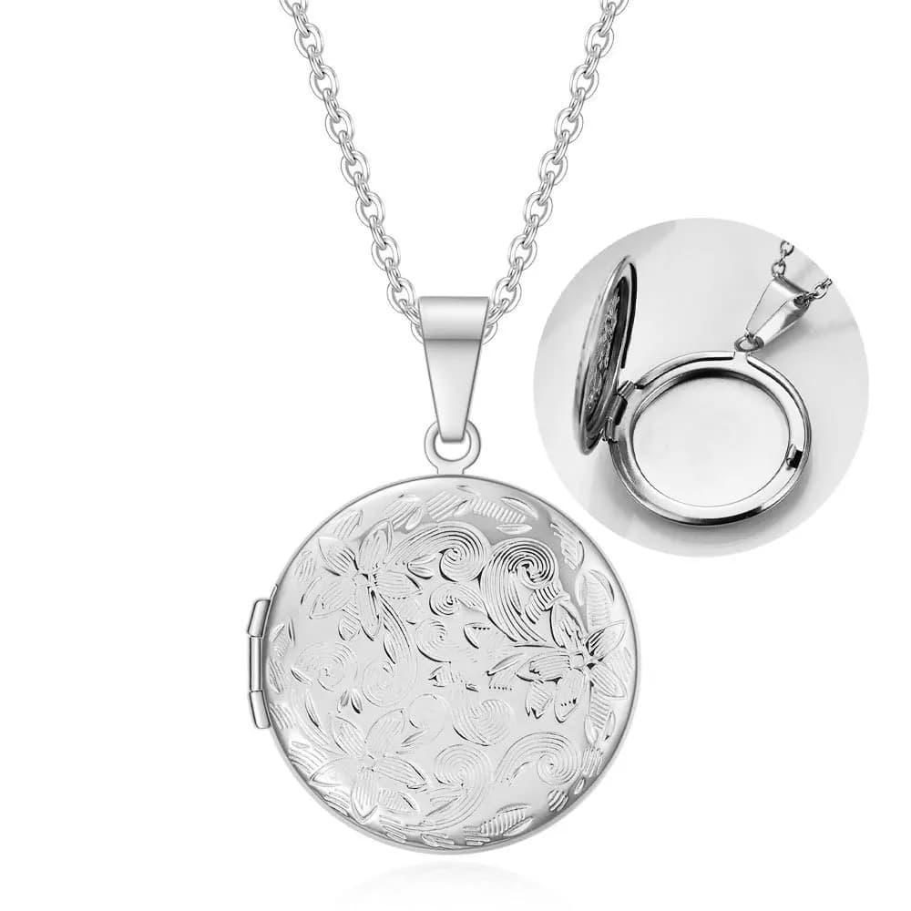 Collier avec pendentif photo ouvrable pour femmes, pendentif rond en acier inoxydable, porte-photo, 