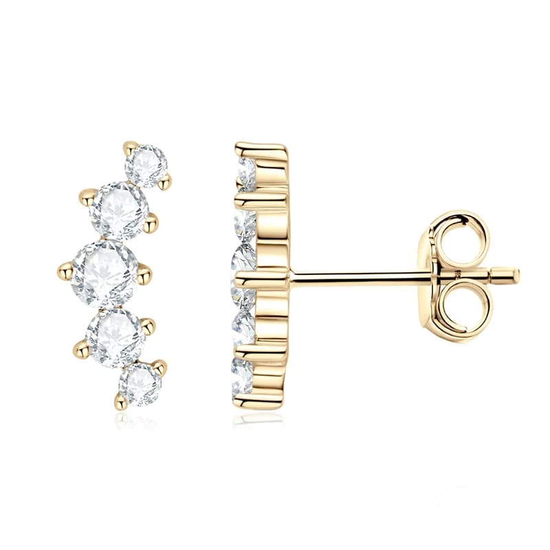 IOGOU D couleur Moissanite bijoux plaqué or jaune boucles d'oreilles sur chenilles pour femmes 925 a