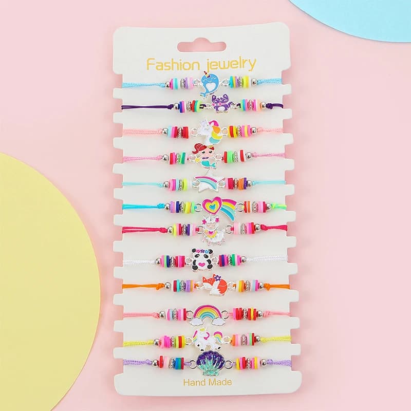 12 pièces/ensemble Kawai mignon chat Bracelets cordon réglable corde mignon Animal Bracelet à breloq
