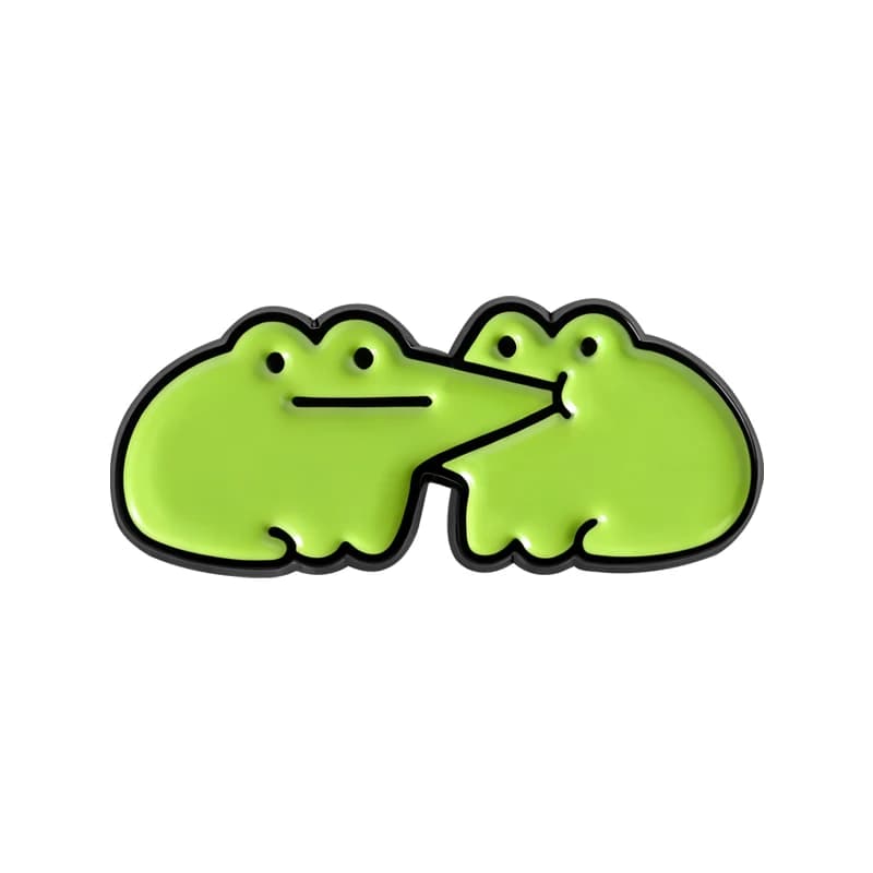 Broches en émail pour amoureux des grenouilles, adorables broches de baiser de grenouille de dessin 