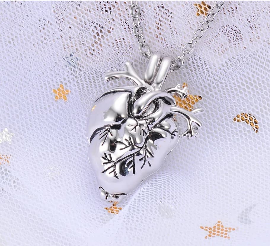 Collier de cœur anatomique, pendentif d'orgue de crémation, urne commémorative, bijoux gothiques Pun