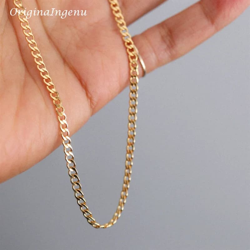Collier chaîne gourmette rempli d'or 14K, ras du cou Boho, chaîne délicate, bijoux minimalistes, rés