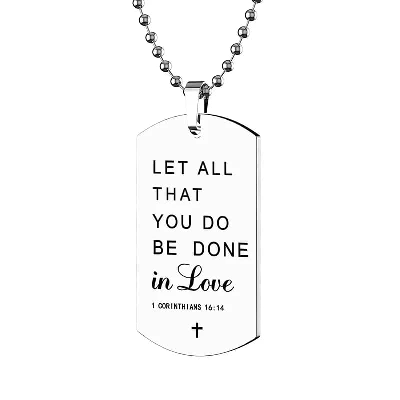 Collier pendentif verset de la Bible pour homme ou garçon, étiquette de chien en acier inoxydable, c