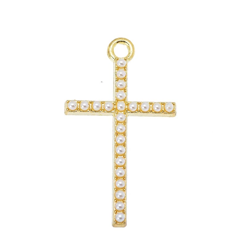 Peixin 10 pièces élégant croix breloques strass bijoux chrétiens pour la mode collier boucles d'orei