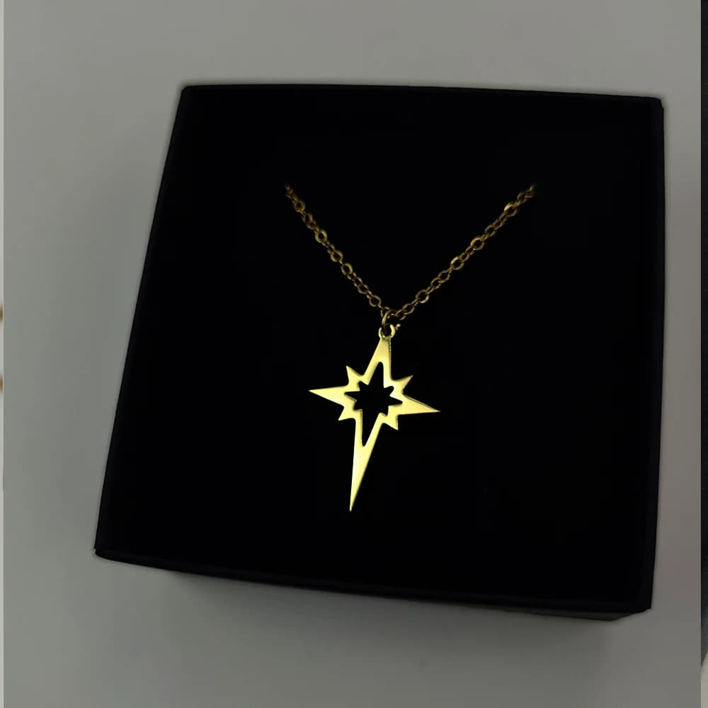 Collier en acier inoxydable avec pendentif étoile du nord pour femme, tour de cou, bijoux minimalist