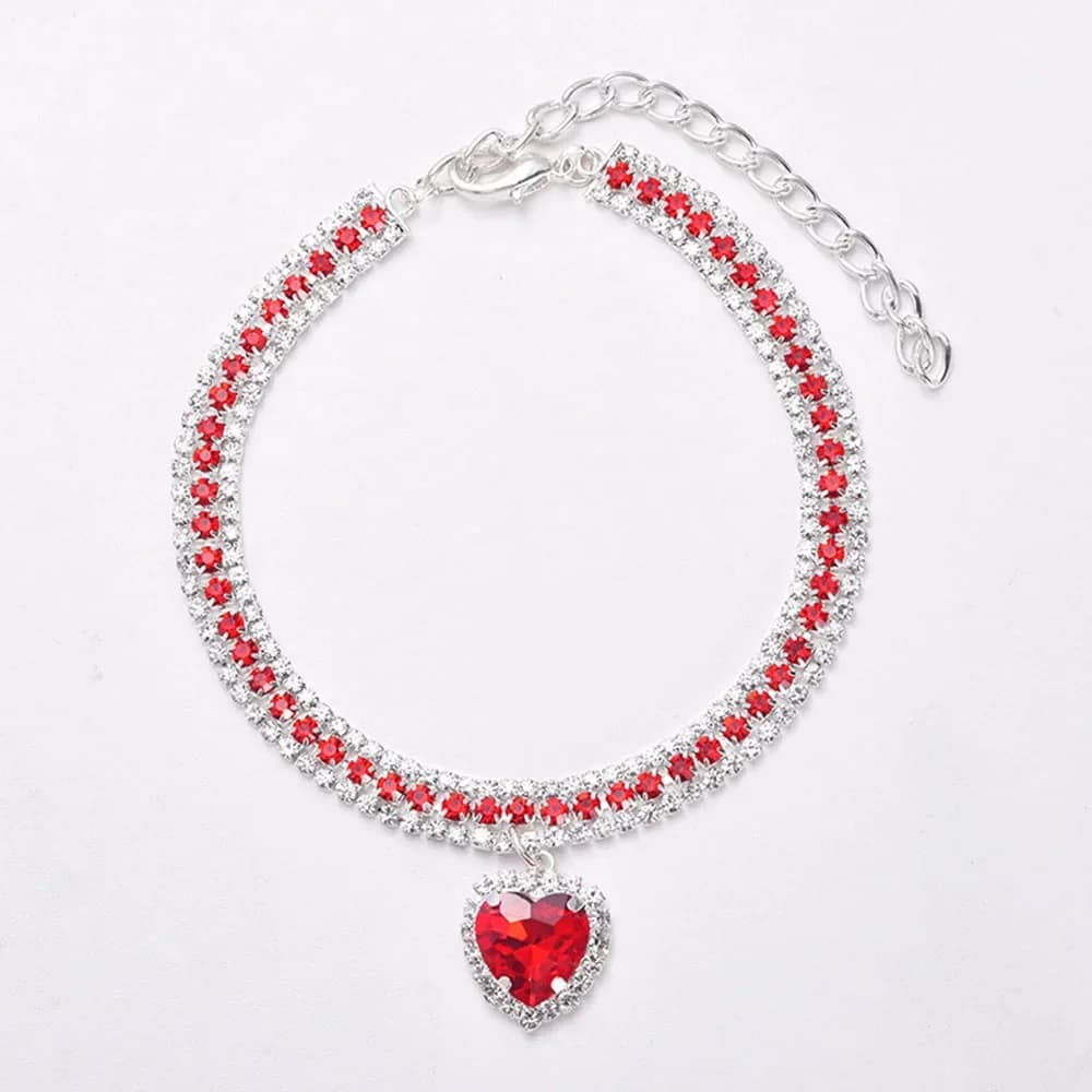 Collier de luxe en cristal pour chat, pendentif d'amour, collier pour animaux de compagnie, réglable