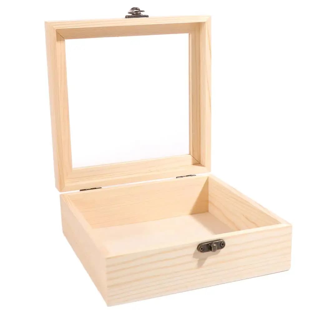 Boîte-cadeau rectangulaire en bois, boîte de rangement rétro haute visibilité, boîte à bijoux décora