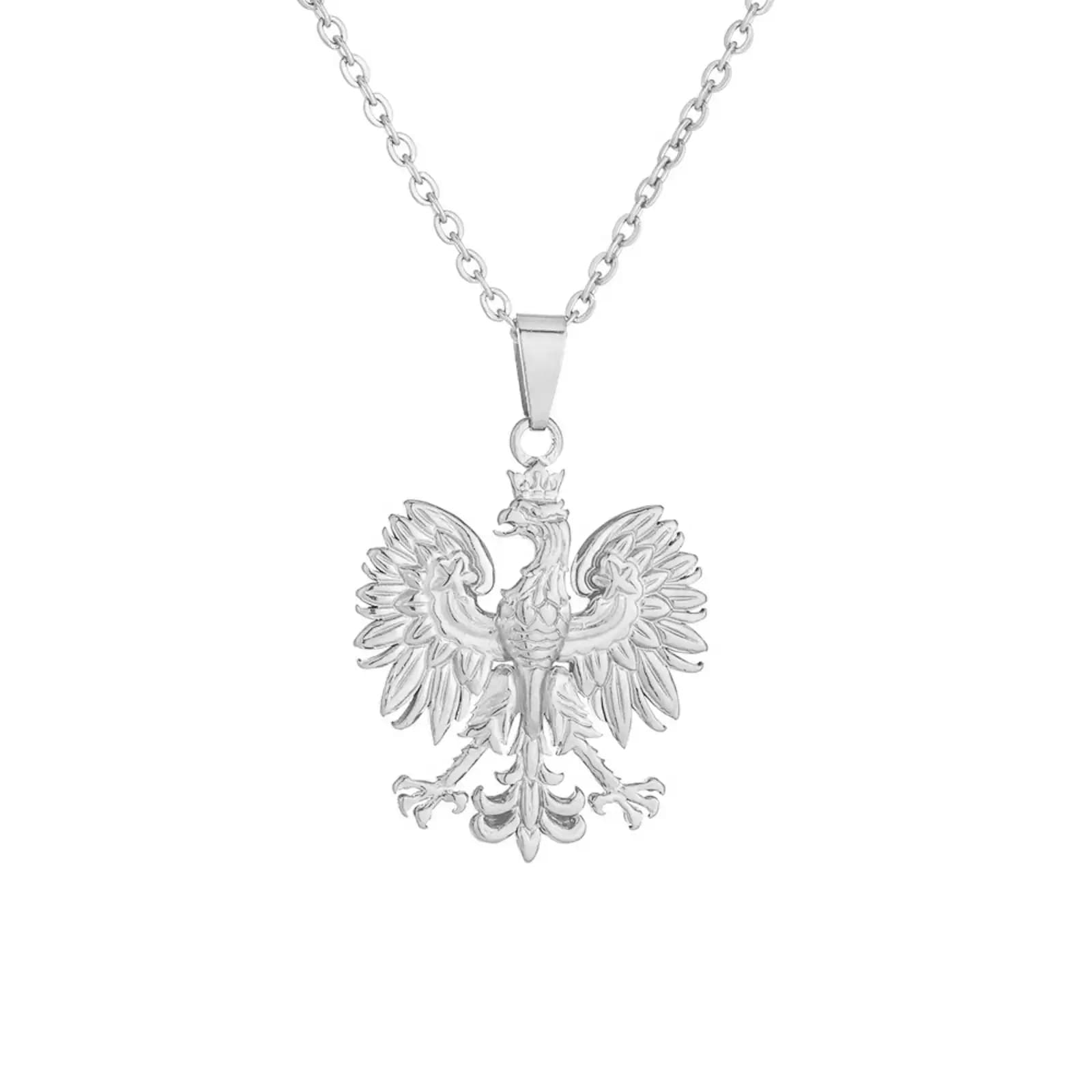 Collier avec pendentif emblème National d'aigle de pologne pour femmes et hommes, bijoux en acier in