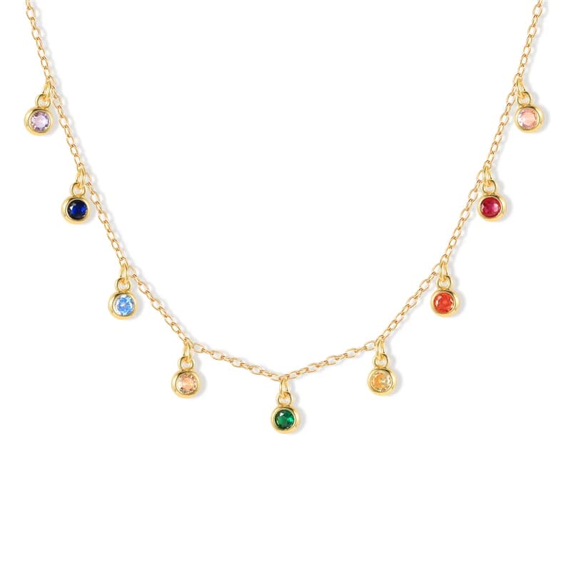 ROGHTS-Collier pendentif en perles de cristal arc-en-ciel pour femme, bijoux fantaisie luxueux, char