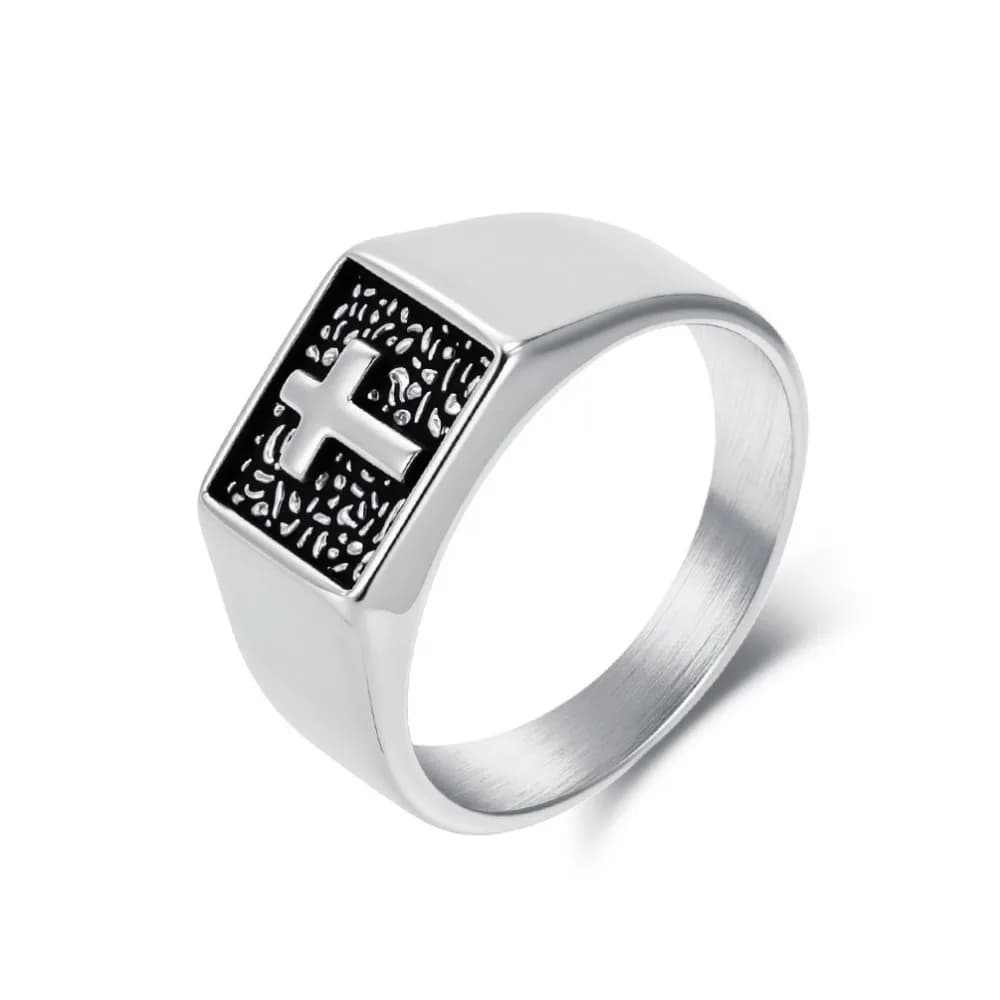 Somen – Bague chevalière croisée Vintage en acier inoxydable pour hommes, couleur argent/noir/or, ba